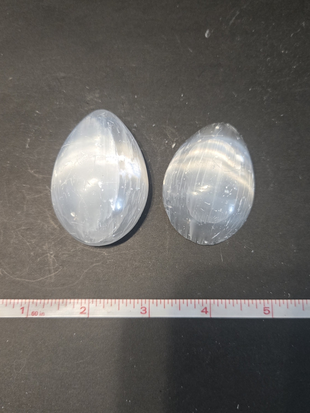 💔 Satin Spar Selenite Egg Halves • 2-Piece Set